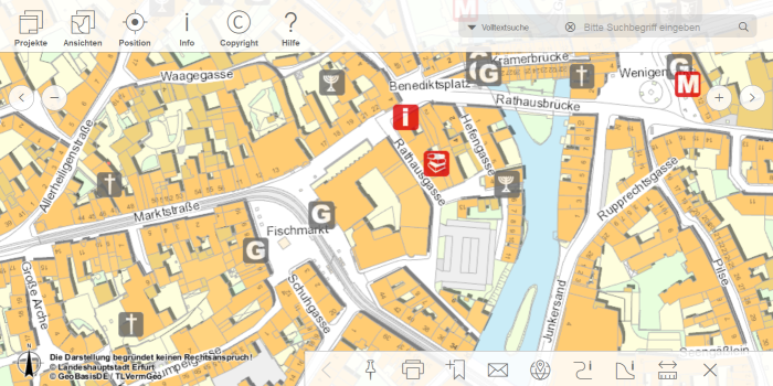Grafik: Geoportal-Anwendung: Mobile-Client © Stadtverwaltung Erfurt Bildschirmkopie der Wen-Anwendung